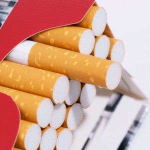 Effects of smoking and tobacco use on oral health 5 Open box of cigarettes, representing tobacco use